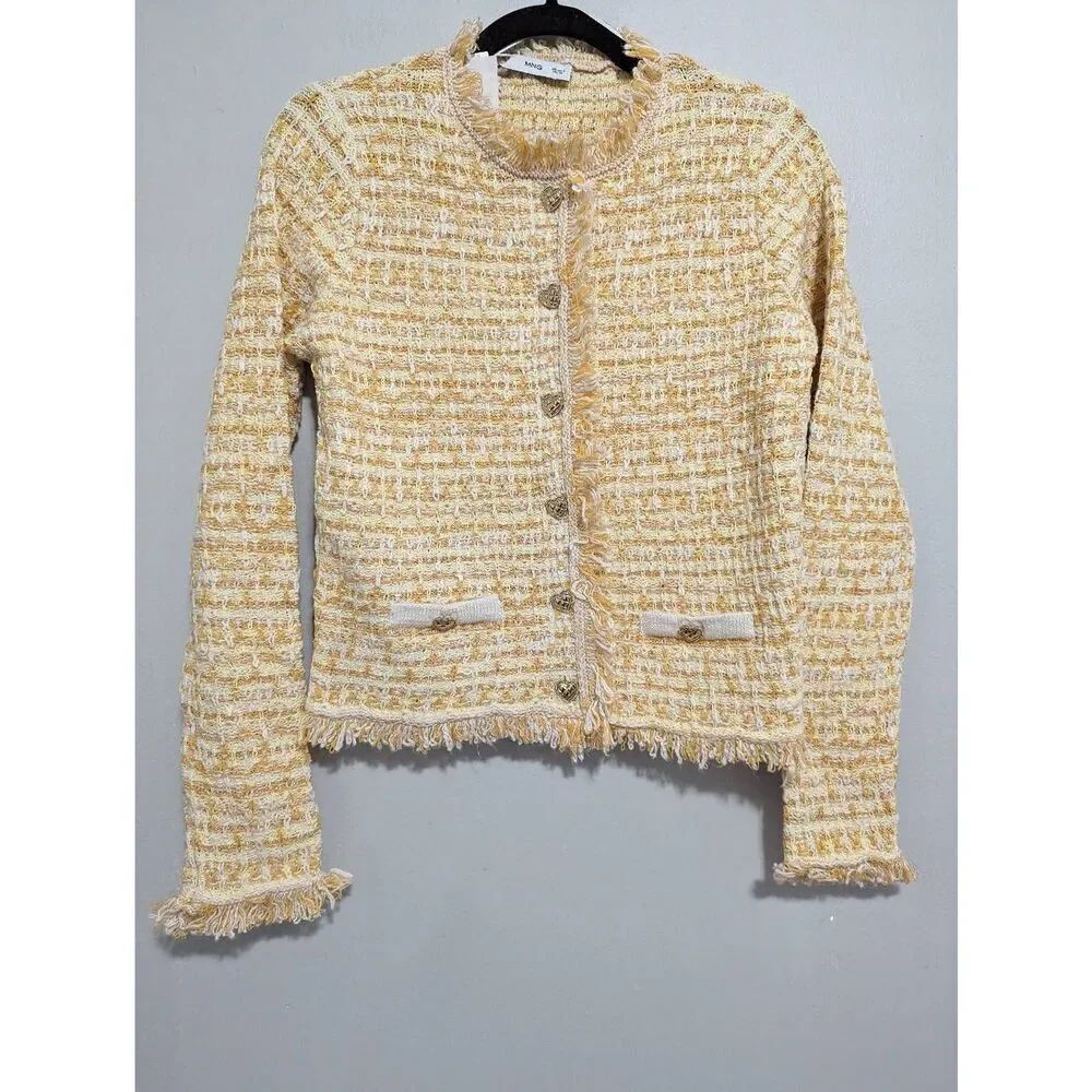Mango pocket tweed cardigan Small